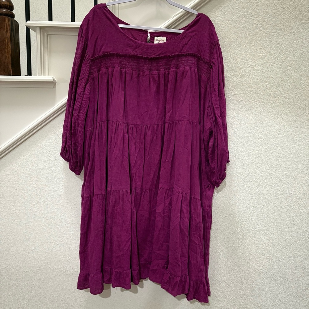 Hayden Purple Tiered Long Sleeve Dress